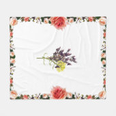Lavendel & Gelbe Wildblume Botanisches Design Fleecedecke (Vorderseite (Horizontal))