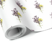 Lavendel & Gelbe Wildblume Botanisches Design Geschenkpapier (Rolleneckpunkt)