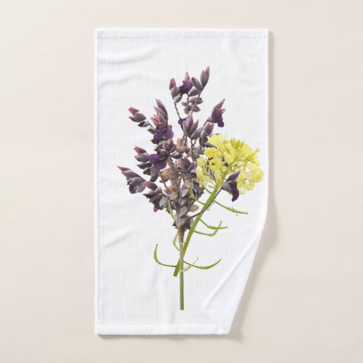 Lavendel & Gelbe Wildblume Botanisches Design Handtuch (Handtuch)