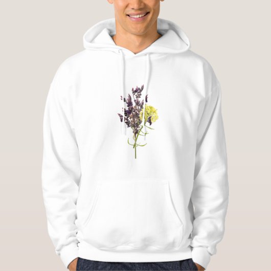 Lavendel & Gelbe Wildblume Botanisches Design Hoodie (Vorderseite)