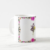 Lavendel & Gelbe Wildblume Botanisches Design Kaffeetasse (Vorderseite Links)
