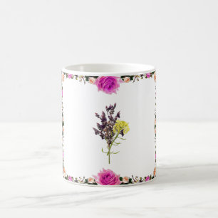 Lavendel & Gelbe Wildblume Botanisches Design Kaffeetasse