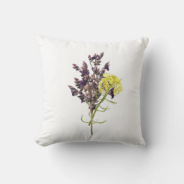 Lavendel & Gelbe Wildblume Botanisches Design Kissen