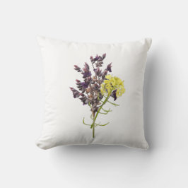 Lavendel & Gelbe Wildblume Botanisches Design Kissen