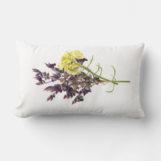 Lavendel & Gelbe Wildblume Botanisches Design Lendenkissen (Vorderseite)