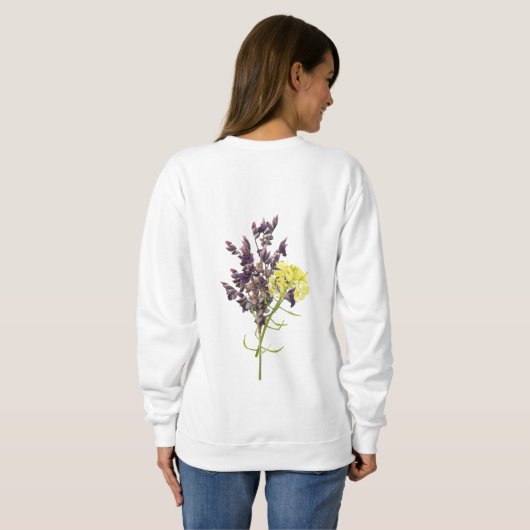 Lavendel & Gelbe Wildblume Botanisches Design Sweatshirt (Schwarz voll)