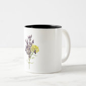 Lavendel & Gelbe Wildblume Botanisches Design Zweifarbige Tasse (VorderseiteRechts)