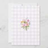Lavendel-Gingham-Frühlings-Blumen-Brautjunggeselli Einladung (Rückseite)