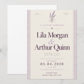 Lavendel-Gingham-Hochzeit Einladung (Vorne/Hinten)