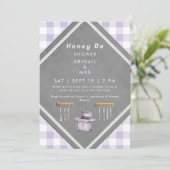 Lavendel-Gingham-Honey-Do-Dusche Einladung (Stehend Vorderseite)