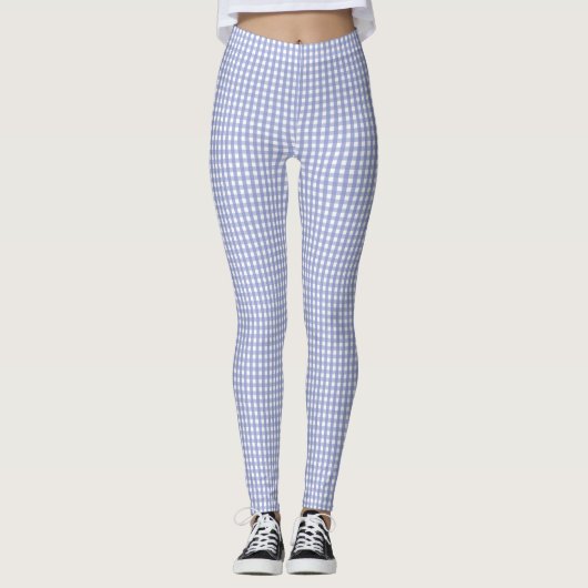 Lavendel Gingham Kariertes Muster Leggings (Vorderseite)