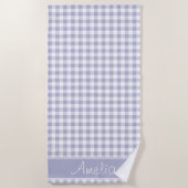 Lavendel-Gingham-Muster | personalisiert Strandtuch (Vorderseite)