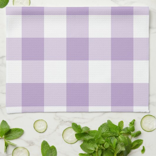 Lavendel Gingham Pattern Geschirrtuch (Gefaltet)