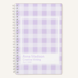 Lavendel-Gingham-transparent-Rahmen-Notizbuch Notizblock