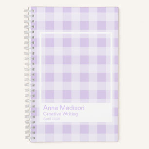 Lavendel-Gingham-transparent-Rahmen-Notizbuch Notizblock