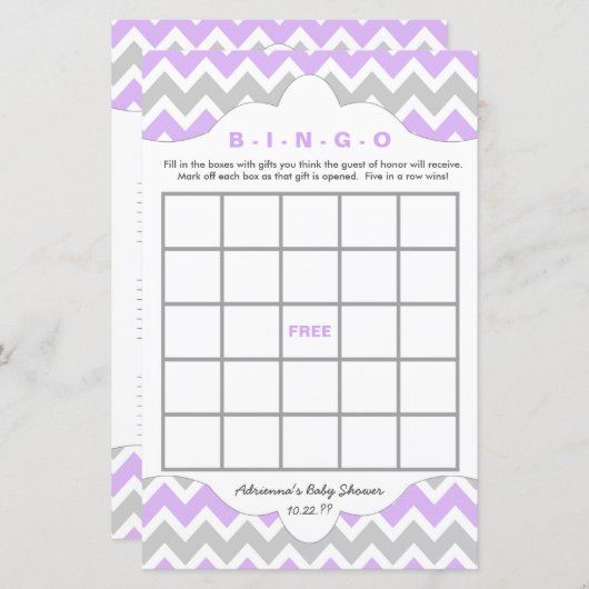 Lavendel Girl Bingo Handtücher Babydusche ZWEI SPI (Vorne/Hinten)
