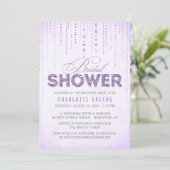 Lavendel Glitzer Aussehen Bridal Dusche Einladung (Stehend Vorderseite)