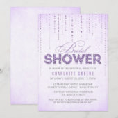Lavendel Glitzer Aussehen Bridal Dusche Einladung (Vorne/Hinten)