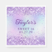 Lavendel-Glitzer Blasse Iridescent Foil Sweet 16 Serviette (Vorderseite)