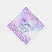 Lavendel-Glitzer Blasse Iridescent Foil Sweet 16 Serviette (Ecke)