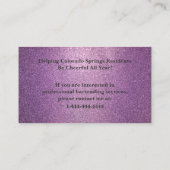 Lavendel Glitzer Event Barkeeper Business Card Visitenkarte (Rückseite)