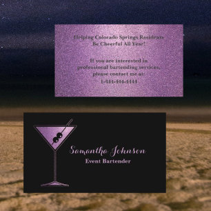 Lavendel Glitzer Event Barkeeper Business Card Visitenkarte
