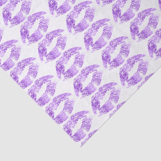Lavendel Glitzer Lips Kiss Pattern Seidenpapier (Ausschnitt)