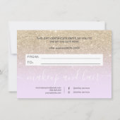 Lavendel Glitzer Ober Geschenkgutschein (Rückseite)