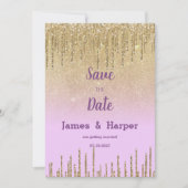 Lavendel Glitzer ombre Tropfen Save the Date Einladung (Vorderseite)