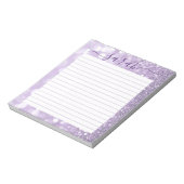 Lavendel Glitzer Personalisiert Notizblock (Rotiert)