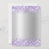 Lavendel Glitzer Silver Satin Foil 21. Geburtstag Einladung (Rückseite)