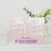 Lavendel Glitzer Werden Sie meine Brautjungfrau? Einladung (Stehend Vorderseite)