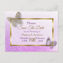 Lavendel & Gold Butterfly Save the Date Postkarten