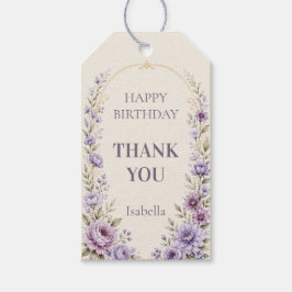Lavendel-Gold-Geburtstags-Dankeschön-Anhänger Geschenkanhänger