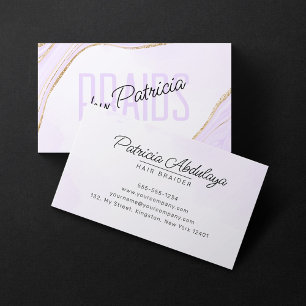 Lavendel Gold Glitter Achat Haar-Flecht-Salon Visitenkarte