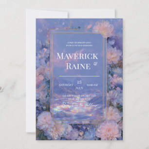 Lavendel Gold Irisierendes Florales Berghochzeit Einladung