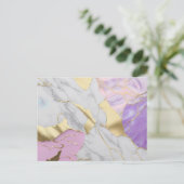 Lavendel & Gold Marmor Luxe Postkarte (Stehend Vorderseite)