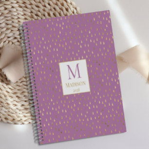 Lavendel Gold Regentropfen Moderne Trendige Monogr Planer