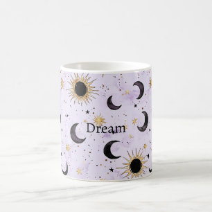 Lavendel Gold Schwarze Sonne Mond Kaffeetasse