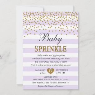 Lavendel Gold Stripe Confetti Baby Girl Sprinkle Einladung