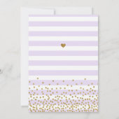 Lavendel Gold Stripe Confetti Baby Girl Sprinkle Einladung (Rückseite)