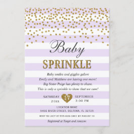 Lavendel Gold Stripe Confetti Baby Girl Sprinkle Einladung