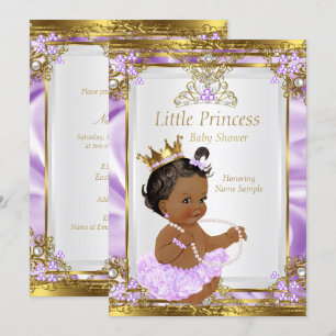 Lavendel Gold Weiße Prinzessin Babyparty Ethnisch Einladung