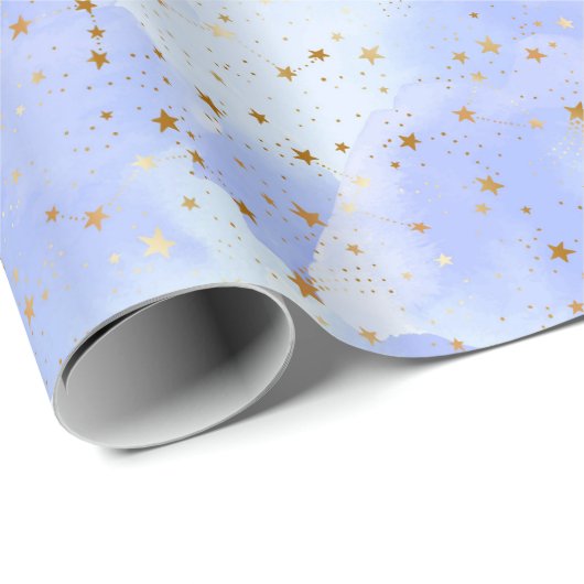 Lavendel Golden Star Geschenkpapier (Rolleneckpunkt)