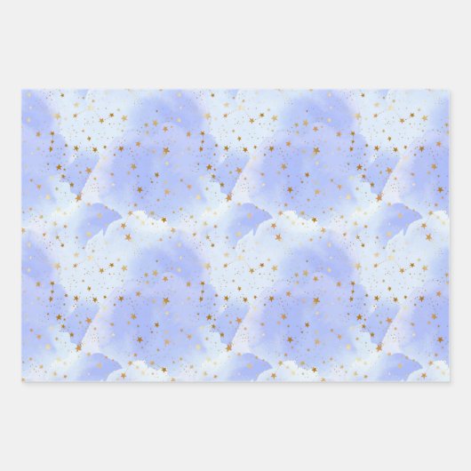 Lavendel Golden Star Geschenkpapier Set (Vorderseite 3)