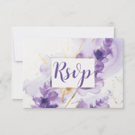 Lavendel Golden Watercolor Floral RSVP Card Dankeskarte