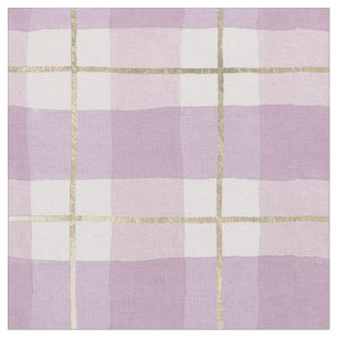 Lavendel-Goldwatercolor des Landes rosa kariert Stoff