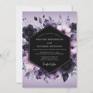 Lavendel-Gothic-Blütenhochzeit Einladung