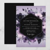 Lavendel-Gothic-Blütenhochzeit Einladung (Vorne/Hinten)