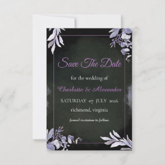 Lavendel-Gotische Florale Save-The-Date-Karte Save The Date